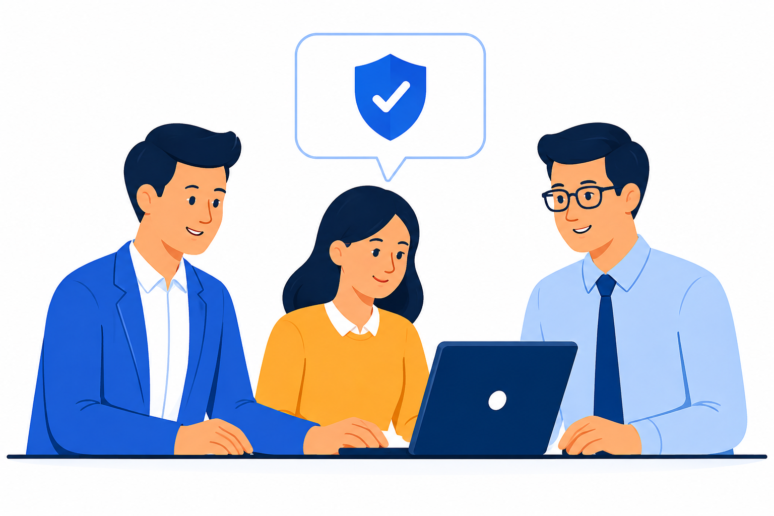 A team reviewing EmailCheck together on a laptop